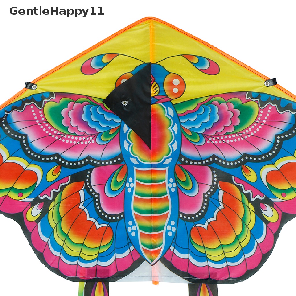 Gentlehappy 1Set 90 * 50cm butterfly printed long tail kite outdoor kite toy Dengan handle line id