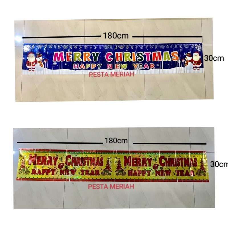 BANNER RUMBAI MERRY CHRISTMAS / BANNER NATAL & TAHUN BARU / DEKORASI NATAL & TAHUN BARU / HIASAN MER