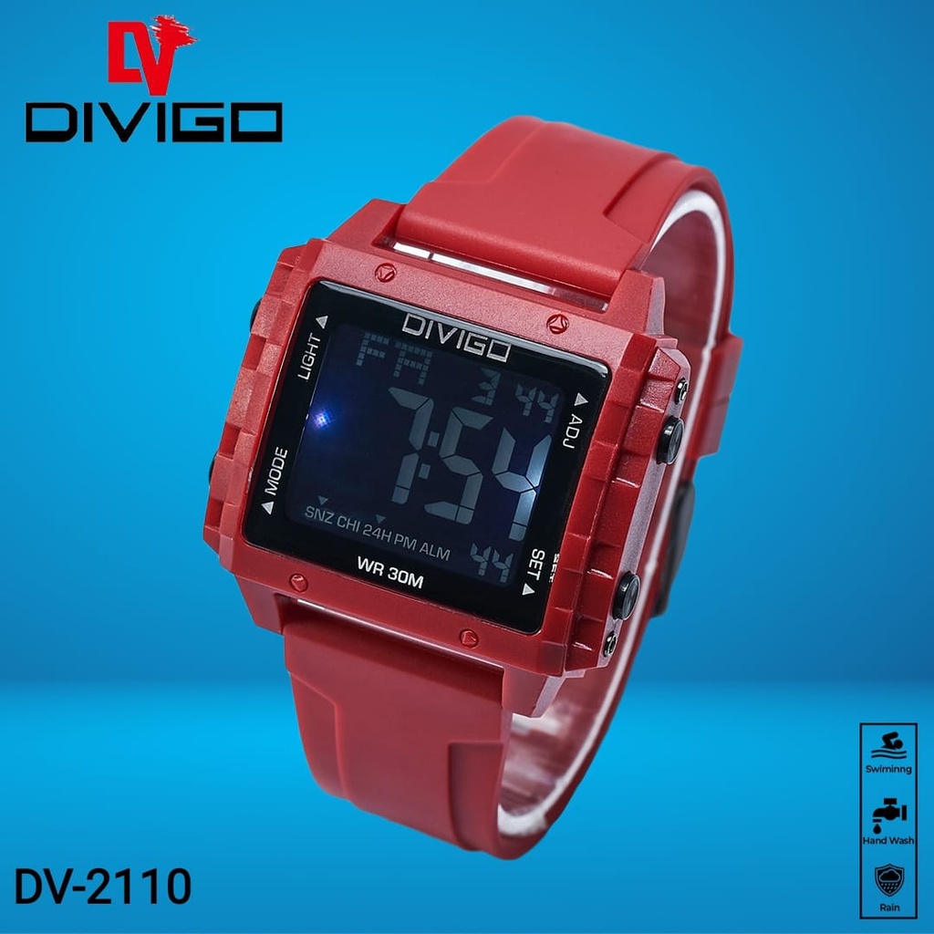 [DGS] Jam tangan digital Wanita/pria DIVIGO Digital Original DV-2110 Water Resistant 3ATM