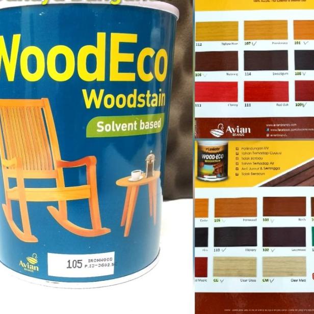 LENKOTE Politur WoodStain Vernis Kayu Wood Stain Eco 1 Lt Liter Avian - CLEAR GLOSS