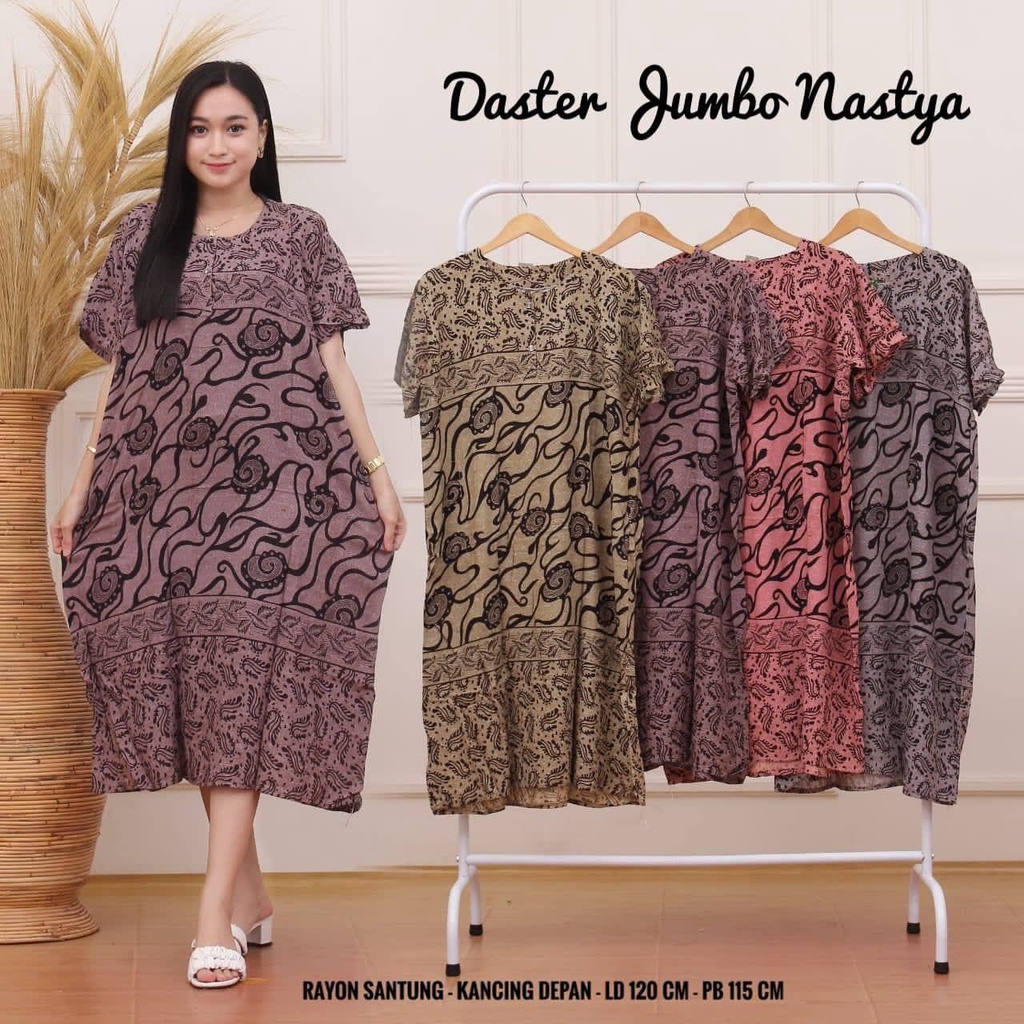 Daster Jumbo Wanita Busui Kancing Depan Bahan Rayon Terbaru