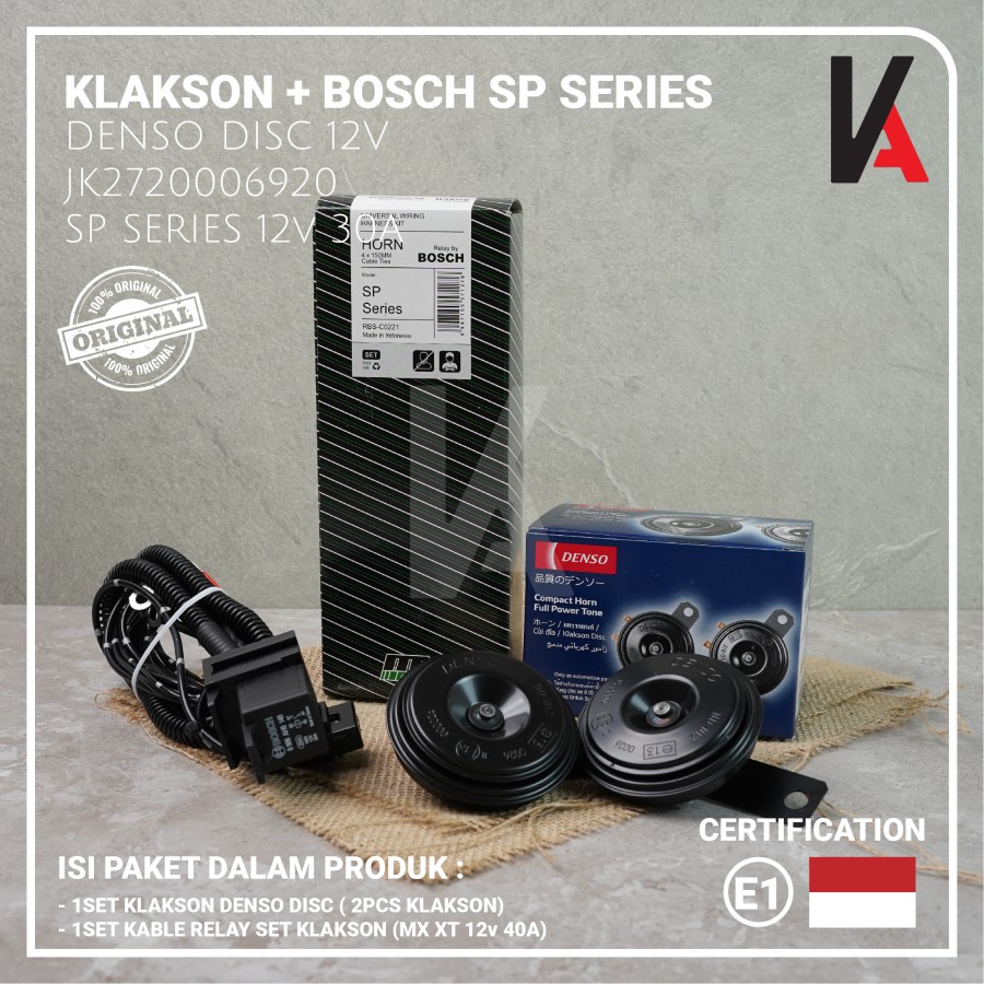 DENSO Klakson Mobil Motor Disc Standard 12v dengan Kabel Relay BOSCH / HELLA / MX Original