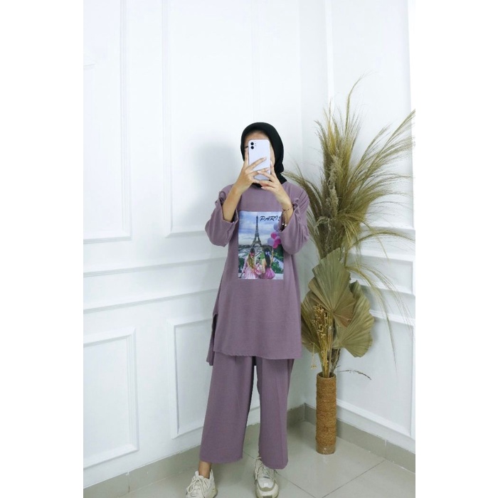 FARIS SET BAHAN CRINKLE AIRFLOW APLIKASI SABLON UKURAN M L XL XXL SETELAN JUMBO WANITA TERBARU 2022 ONE SET WANITA KOREAN STYLE CRINKLE ATASAN DAN BAWAHAN WANITA SIMPLE 2022 SET CASUAL