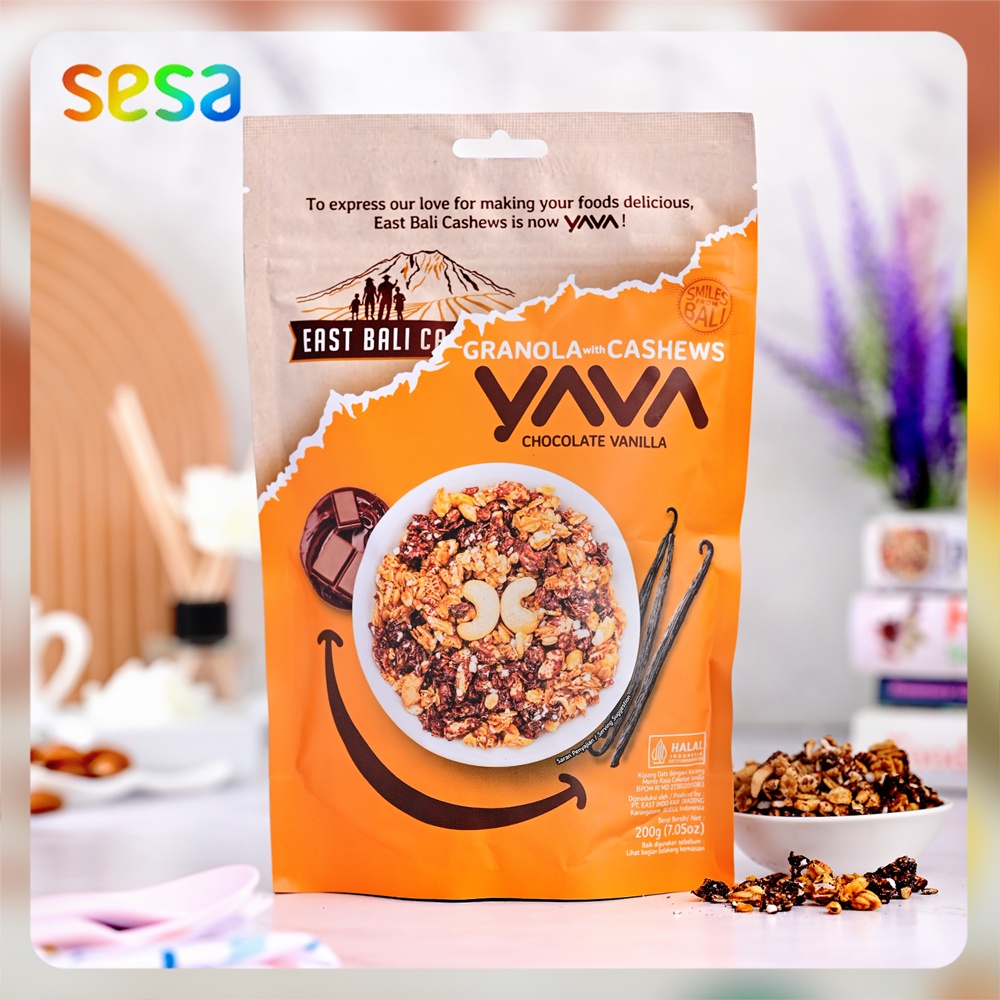 

YAVA Granola with Cashews Chocolate Vanilla 200gr - Snack Cemilan Makanan Ringan Sehat