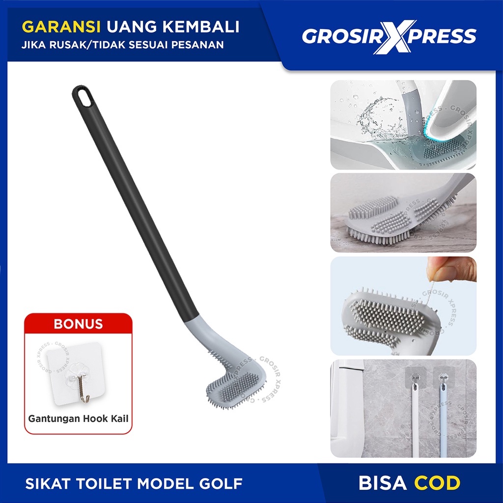 Sikat Kamar Mandi Gagang Stik Golf Alat Pembersih Toilet fleksibel Sikat Silikon wc kloset lentur Golf Brush Cleaner Silikon sikat wc toilet