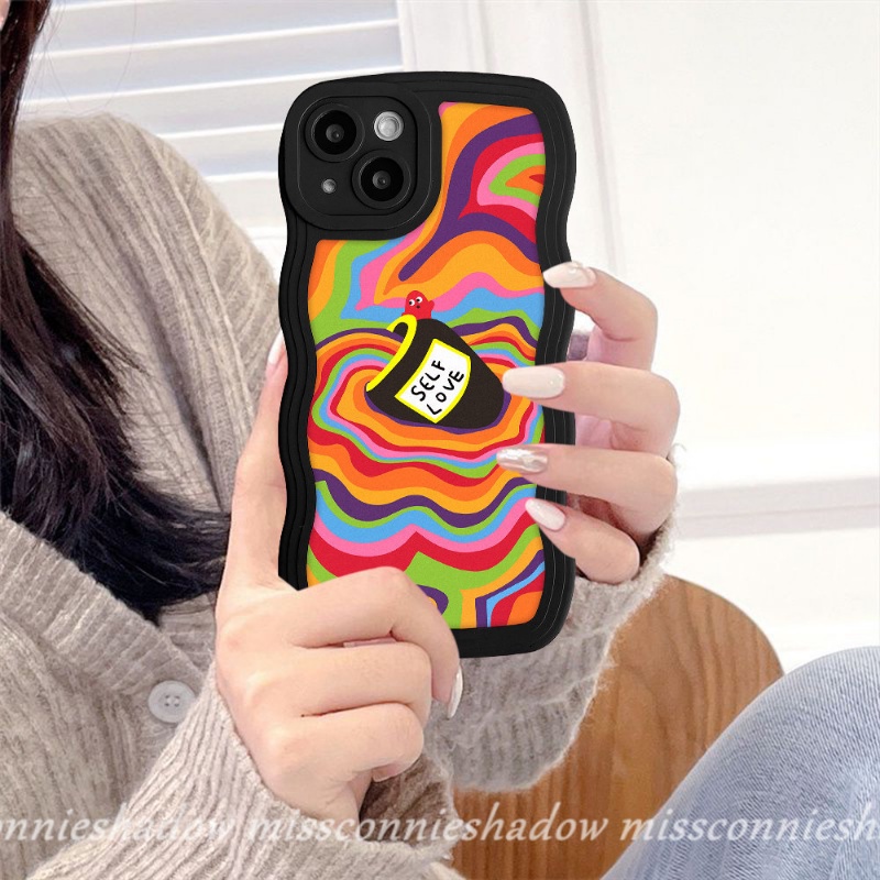 Realme 10 9i 9Pro+ 8I C33 C30 C15 C12 C35 C25s C25Y 7I 8 5 5i 5s 6i C21Y C11 C20 C25 C20A C3 Shockproof Casetify Watercolor Label Love Self Colorful Wavy Edge Soft TPU Back Cover