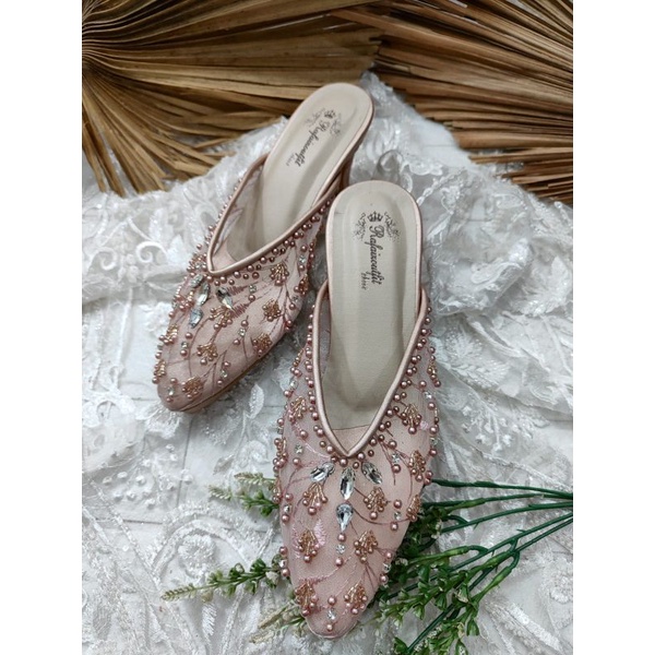 sepatu wedding marisa rosegold diamont 7cm