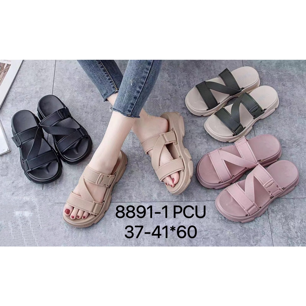 Sendal Selop Wedges Jelly HYS NEW 8891-1/Sendal Karet Kekinian