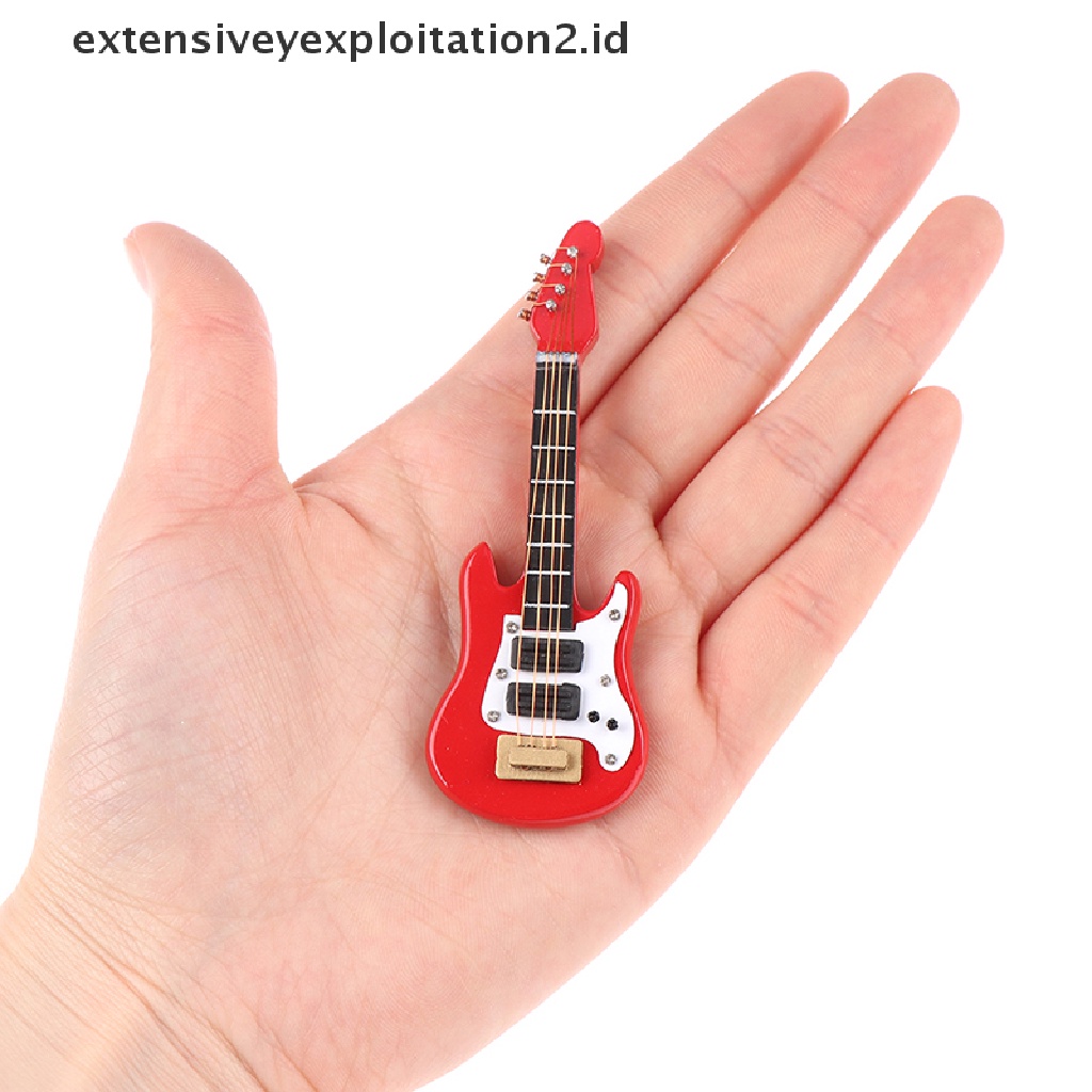 Mainan Miniatur Gitar Elektrik Skala 1: 12 Untuk Dekorasi Rumah Boneka