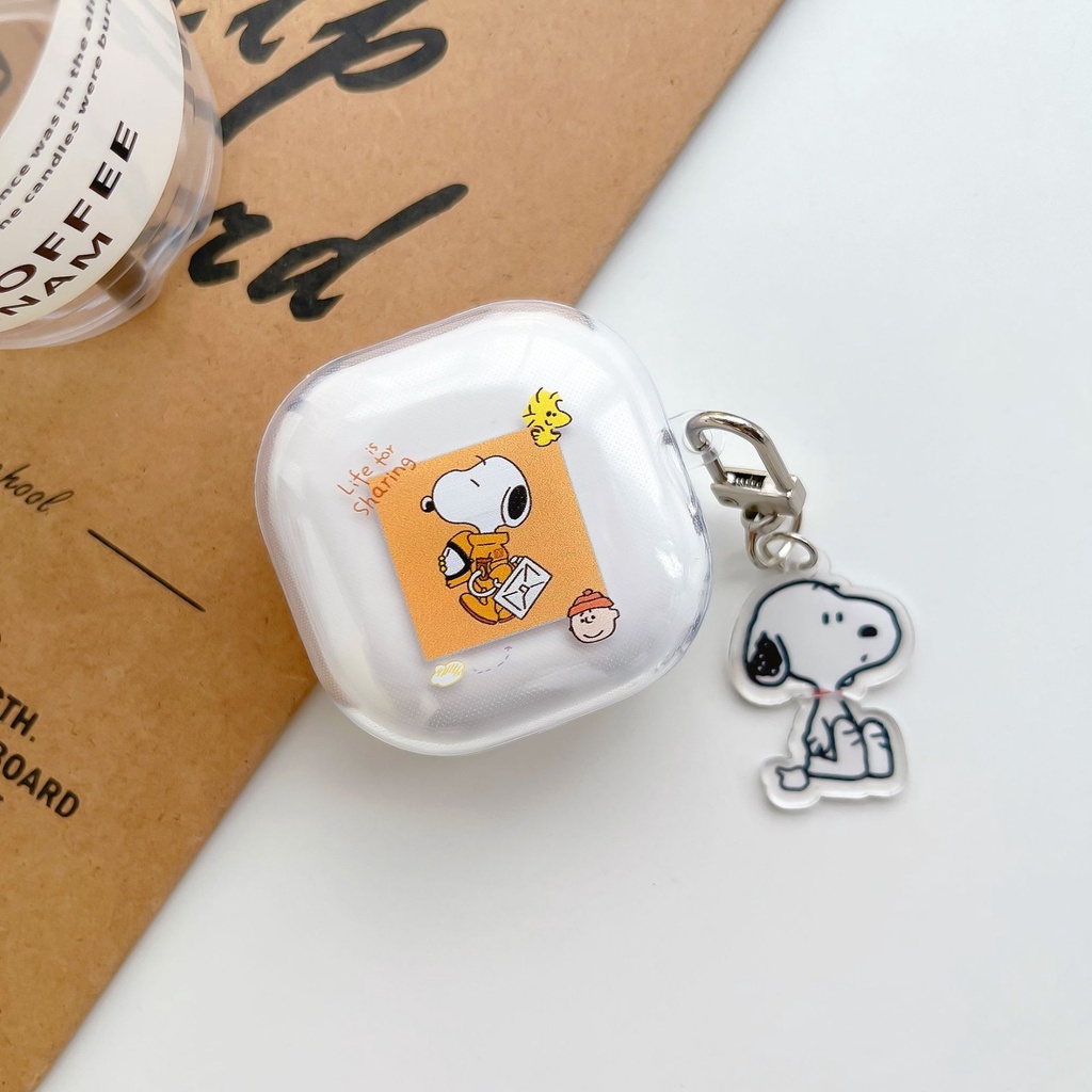 Case Pelindung Headphone Transparan Motif Kartun Dengan Gantungan Kunci Untuk Samsung Galaxy Buds 2 Buds Live Buds Pro