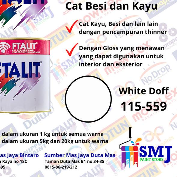 Cat Besi dan Kayu Minyak FTALIT Putih / White Doff 559 - 1 kg