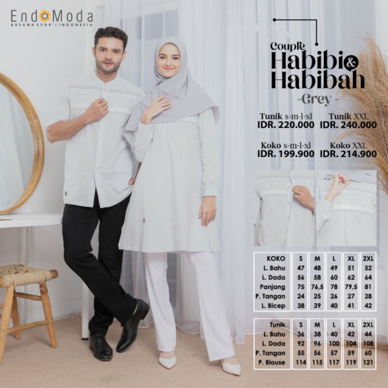ENDOMODA HABIBI HABIBA GREY BAJU COUPLE 2023 ORIGINAL