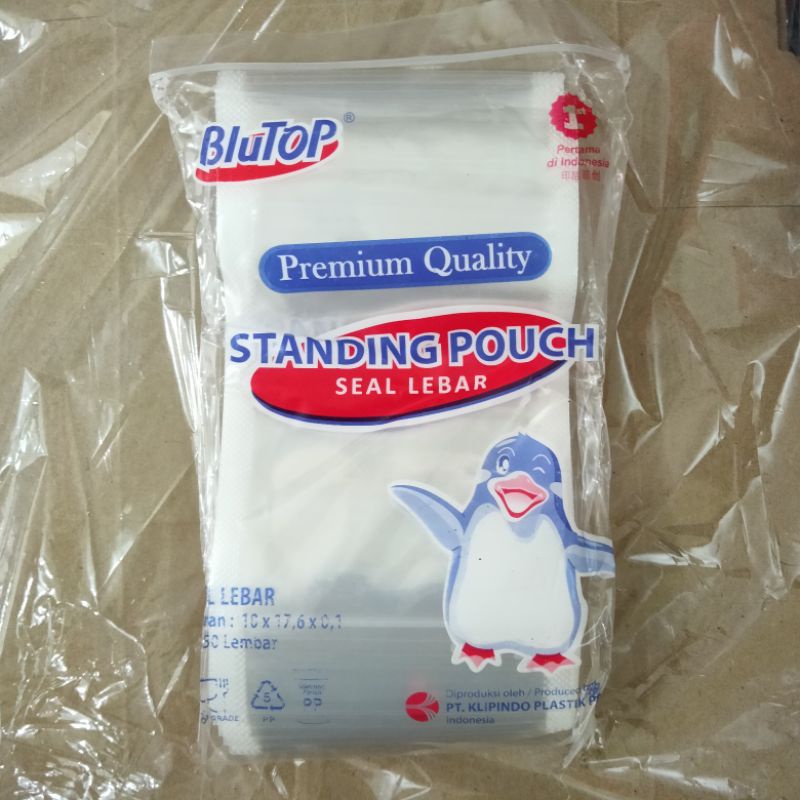 Standing Pouch STP BLUTOP 10x17 seal LEBAR / standing pouch 10x17,6 / Plastik