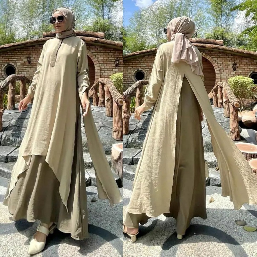Belen Dress - dress muslim / dress muslim wanita / dress muslimah / gamis dua warna kombinasi / gamis dua warna / gamis dua layer / gamis dua layer kombinasi / gamis dua layer terbaru / dress dua warna / dress dua layer