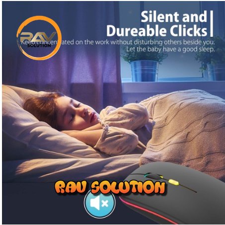 SUPER PROMO mouse wireless gaming rechargeable silent 2.4Ghz 1600DPI dengan Receiver USB-Hitam+mousepad  - RAV SOLUTION