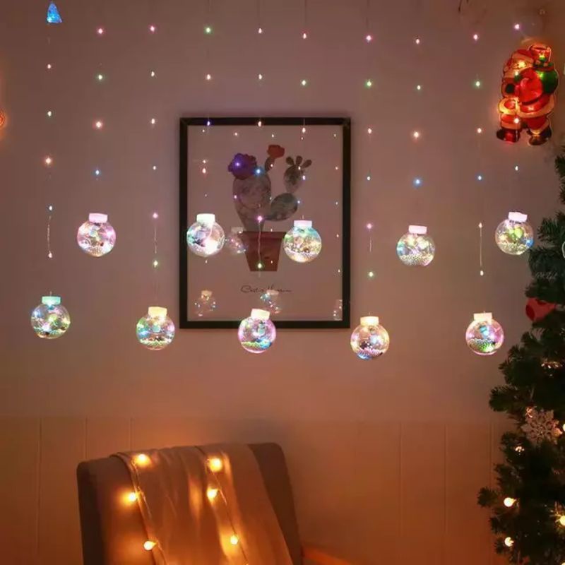 3M 10PCS Bola Natal Transparan Dengan Lampu Led Light String Christmast