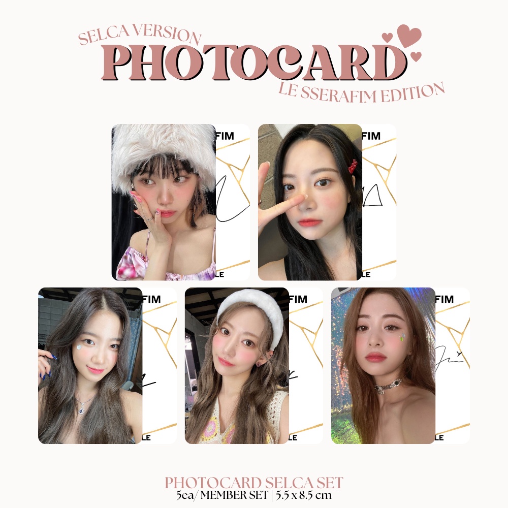 PHOTOCARD LE SSERAFIM SELCA UNFORGIVEN 2SISI (ISI 5 PCS + LAMINASI 2 SISI) TANDA TANGAN TTD KPOP IDOL KOREA PREMIUM MURAH UNOFFICIAL SAKURA EUNCHAE CHAEWON KAZUHA YUNJIN READY STOCK !