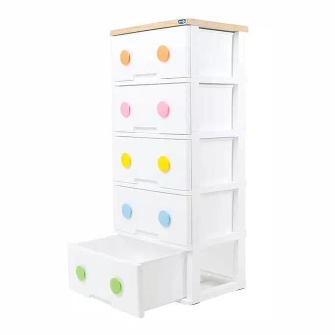 

Rovega Kabinet / Lemari Plastik 5 Susun Laci Trendy CTR 537 - Rainbow stock ready