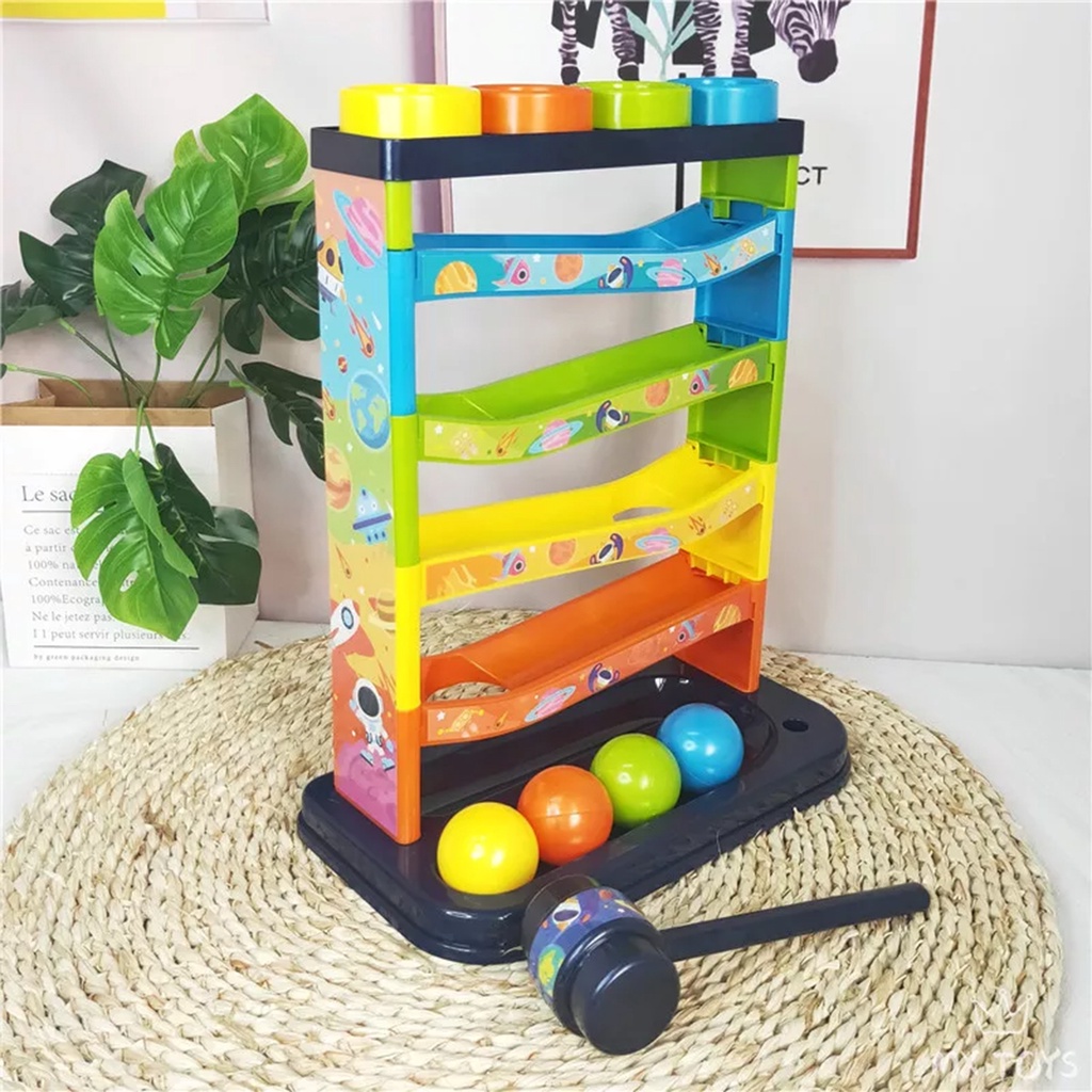 Spiral Tower Rolling Ball Mainan Anak Edukasi Seluncuran Bola Mainan Anak Tower Seluncur Warna Warni Rotation Orbit SH225