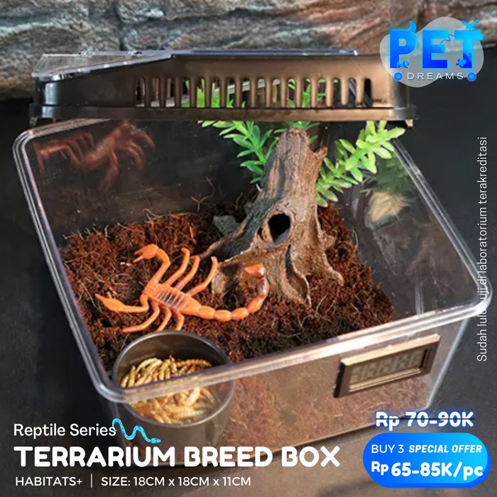 KANDANG H7 KOTAK TERARIUM REPTIL AMFIBI SERANGGA ENCLOSURE FEEDING BOX