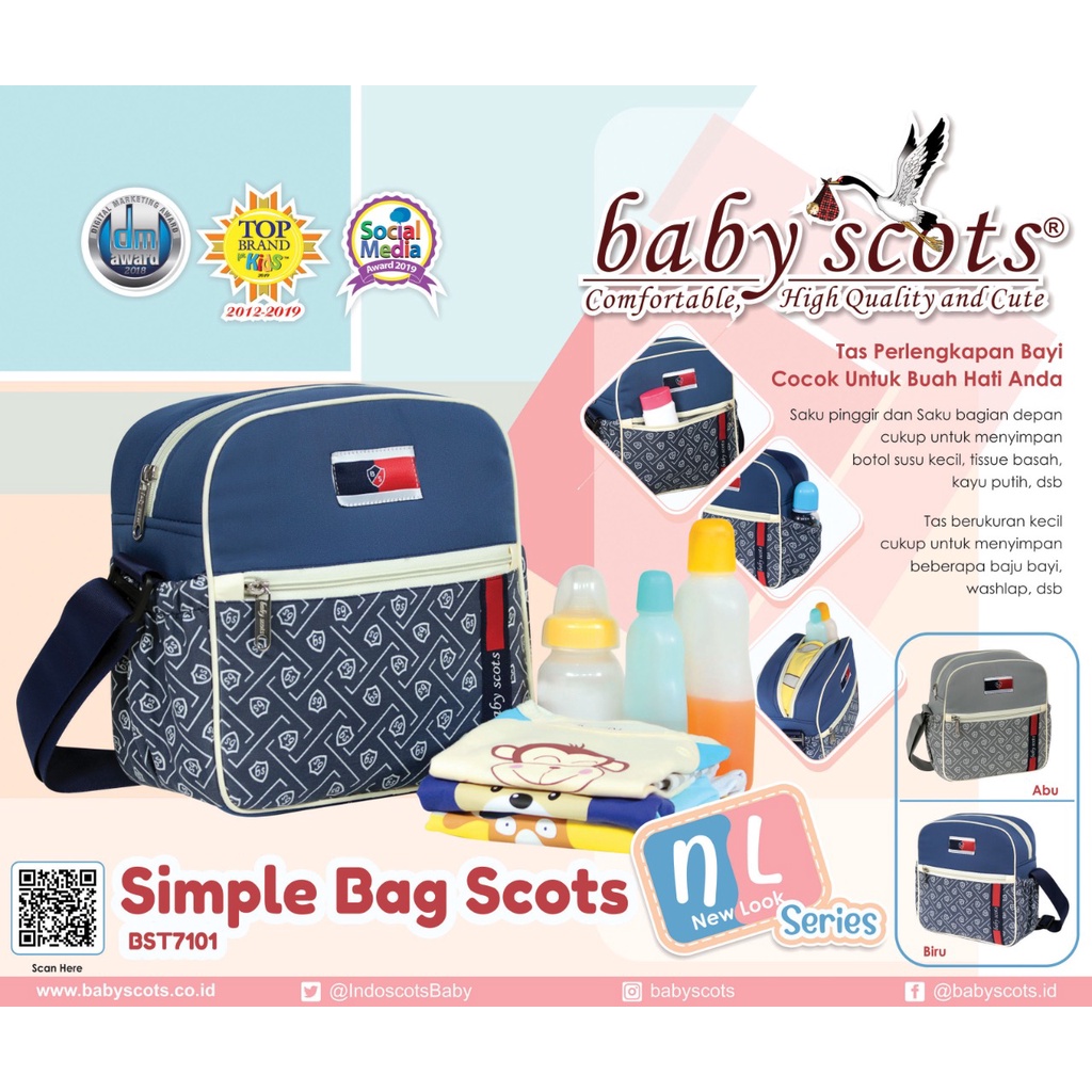 BABY SCOTS DIAPER BAG NEW LOOK SERIES  SMALL SCOTS BST7101