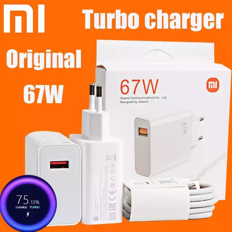 XIAOMI Adaptor (KEPALA CHARGER) Turbo Charging 67 WATT Original 100% MDY 12 EU For Xiaomi 11i, 11T, 