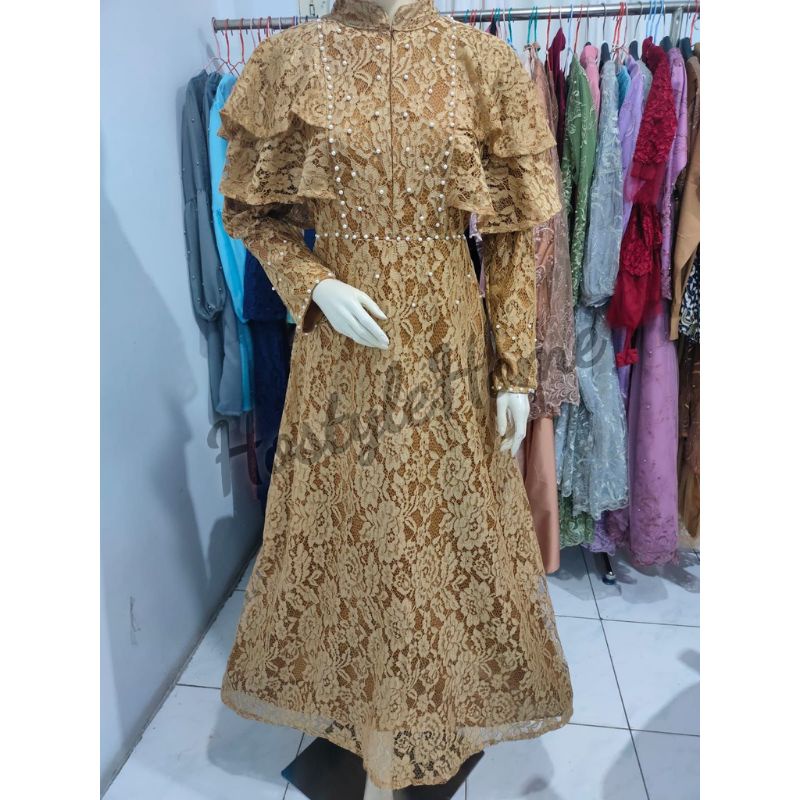 (NEW) CALILA - BAJU DRESS GAMIS MAXI MAXY FULL BRUKAT BROKAT BUSUI FRIENDLY WANITA MUSLIM UKURAN S M