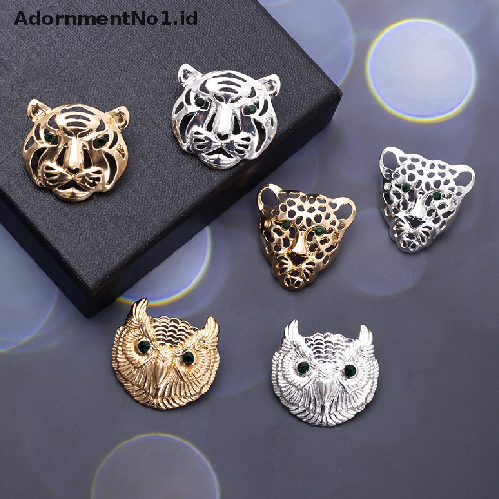 Bros Pin Desain Kepala Hewan Leopard Burung Hantu Harimau 004 AdornmentNo1 Untuk Hadiah Perhiasan Wanita