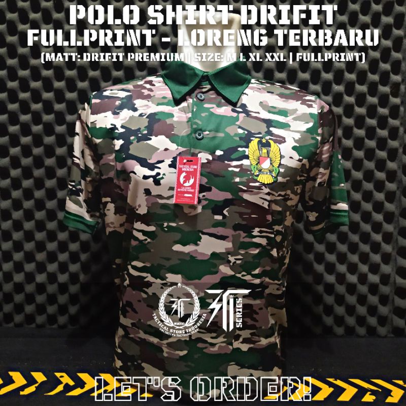 Polo Shirt Full Drifit Loreng NKRI - Kaos Loreng TNI AD Terbaru