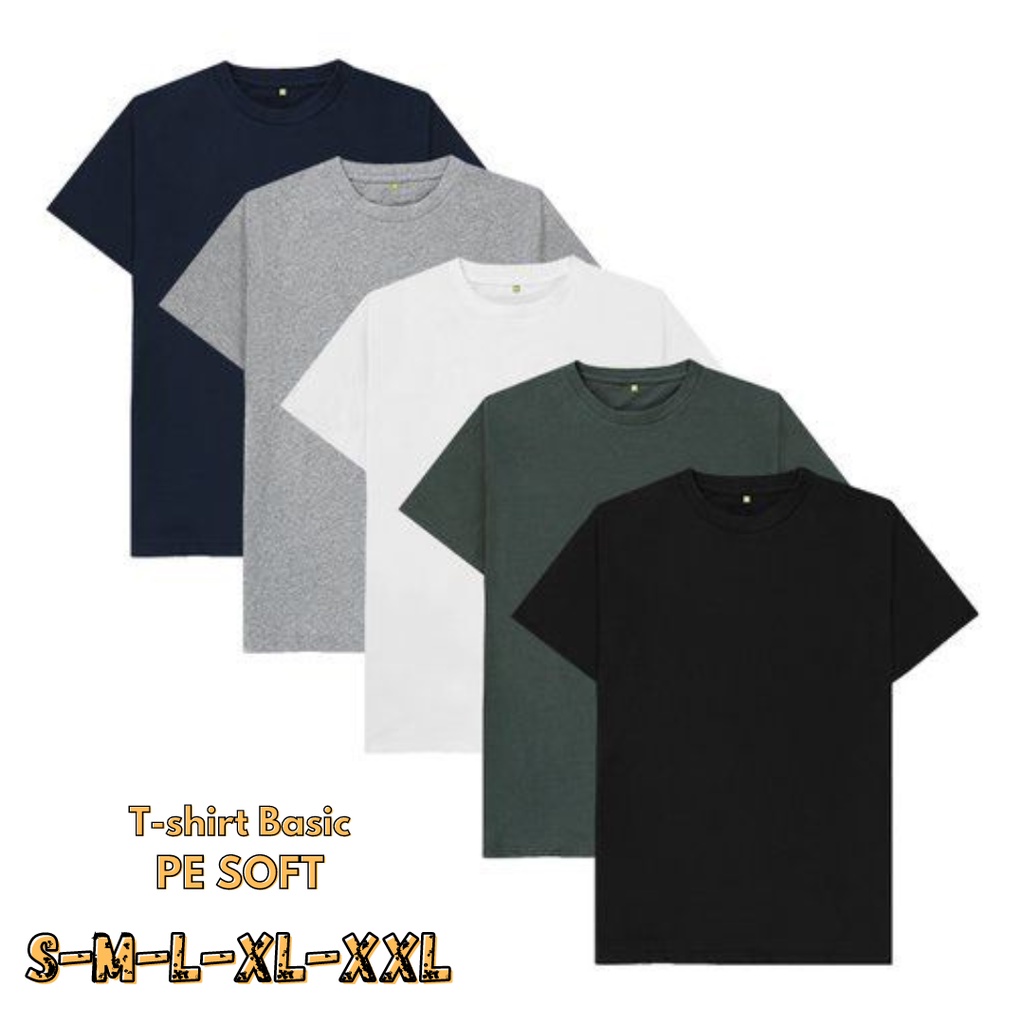 Kaos Polos Pria Wanita Dewasa Baju T-shirt pe soft 30s S,M,LXL,XXL Paket Murah 4PCS