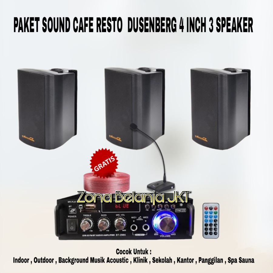 PAKET SOUND SYSTEM CAFE RESTO SPEAKER DUSENBERG 4 INCH 3 SPEAKER ( SET 2 )