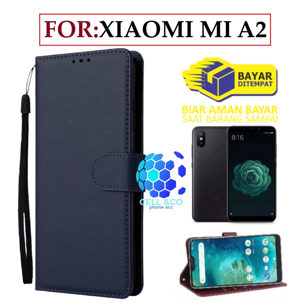 FLIP COVER XIAOMI MI A2 LEATHER WALLET PREMIUM FLIP CASE BUKA TUTUP KESING HP CASING FLIP CASE WALLET XIAOMI MI A2