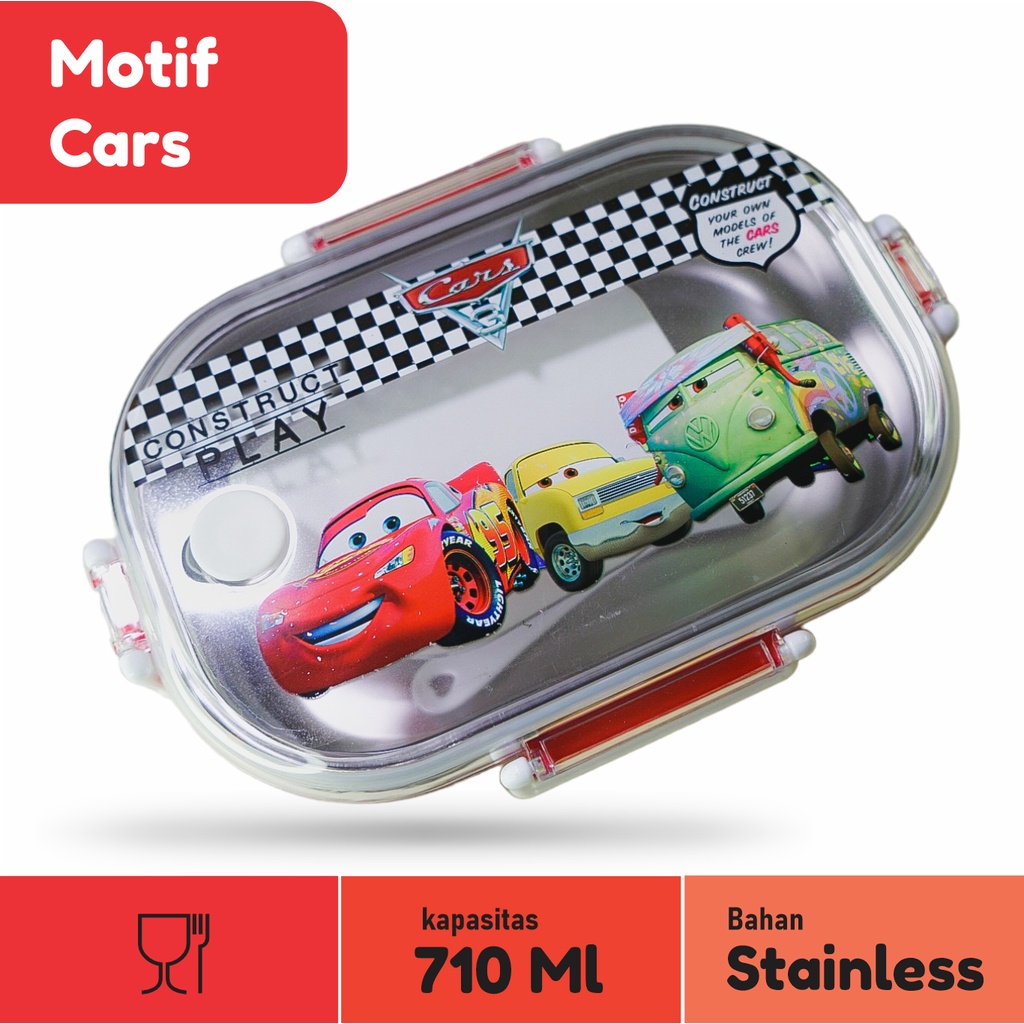 Tempat Makan Kotak Bekal Microwavable Lunch Box Kotak Makan Karakter Anak-anak Stainless PP+201