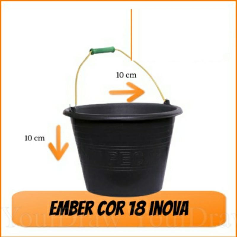 Ember Plastik Anti Pecah Cor18/Ember Hitam
