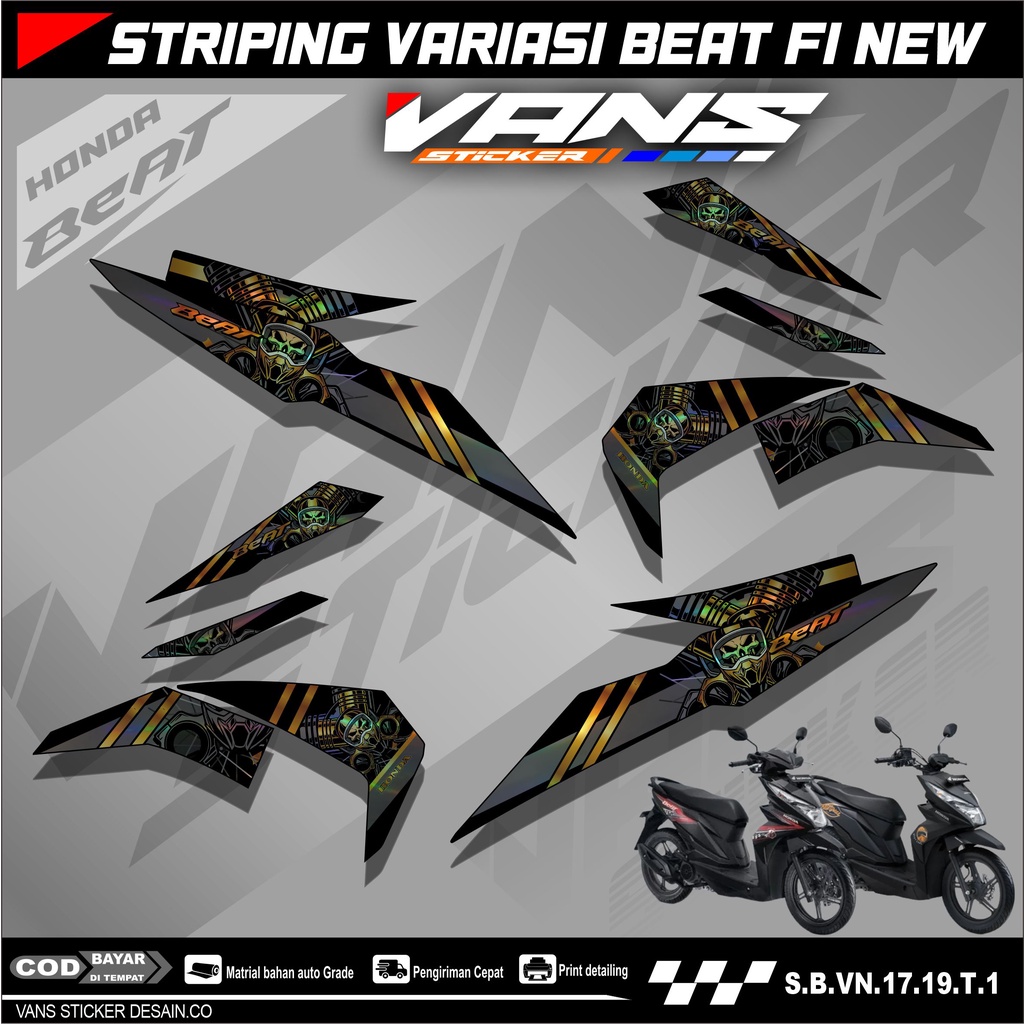 Striping BEAT FI Esp,Beat Street,Beat Fi New 2016 2017 2018 2019 Bahan Hologram Pelangi,Chrome-Stick