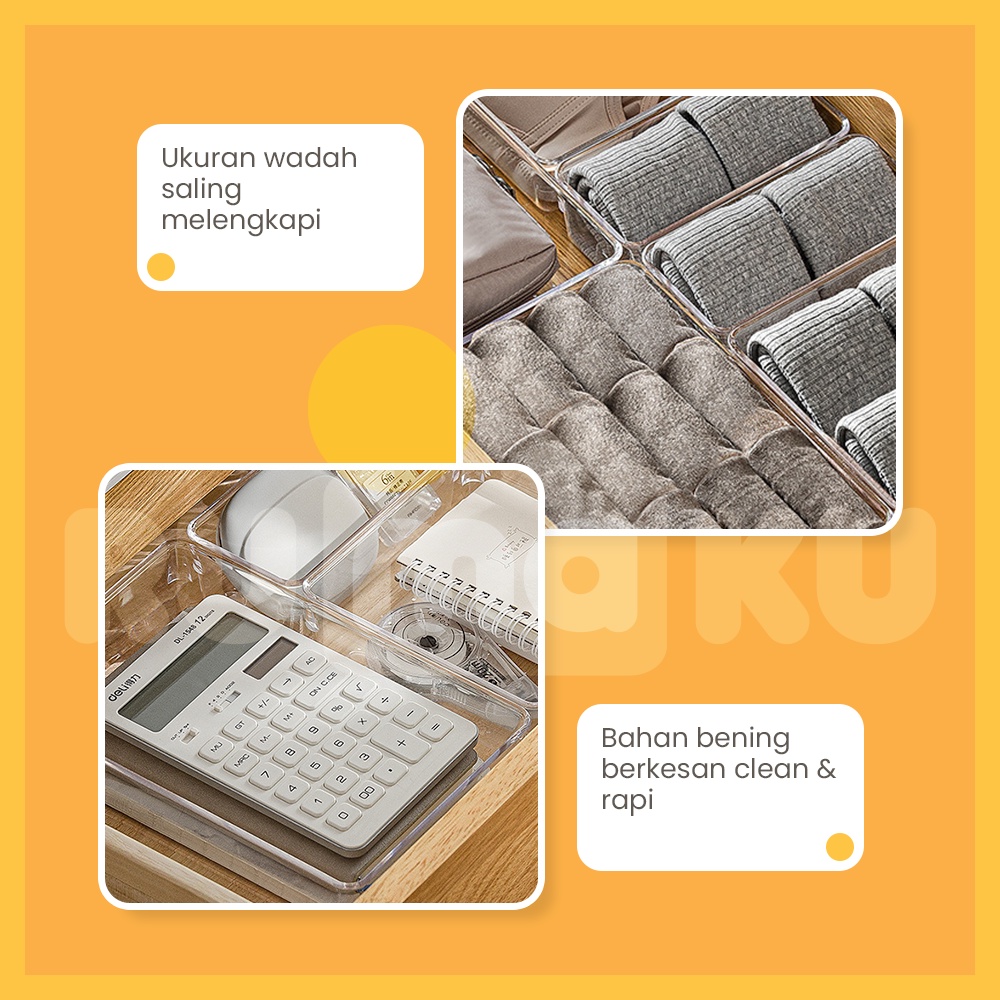 Rumaku Organizer Laci Sendok Garpu Sumpit Sekat Laci Dapur Bening Bahan Acrylic Organizer Meja Kamar