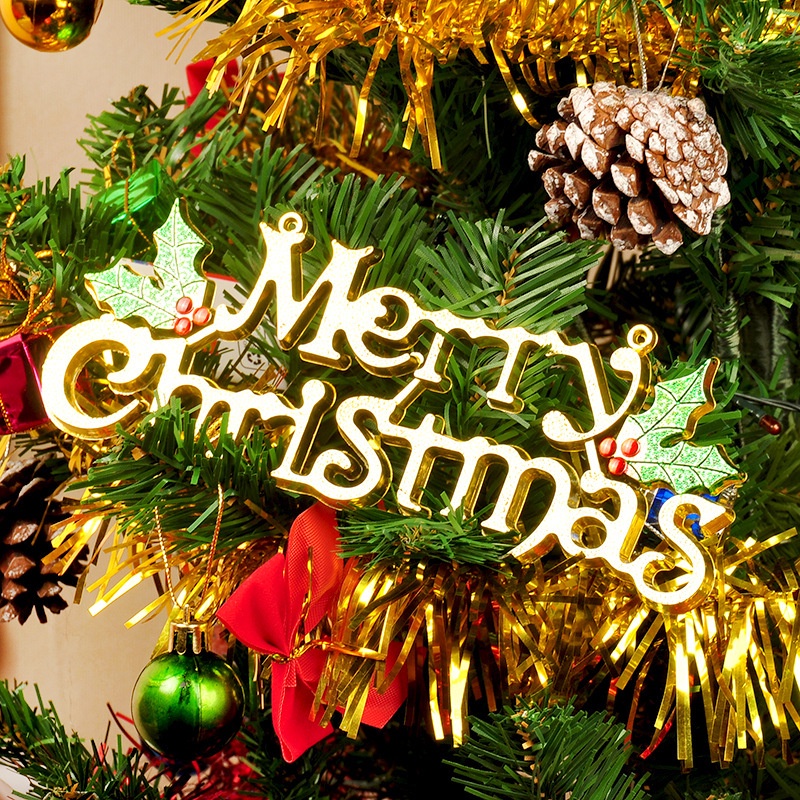 1 Pc Ornamen Gantung Desain Tulisan Merry Christmas Warna Emas Silver Untuk Dekorasi Pintu