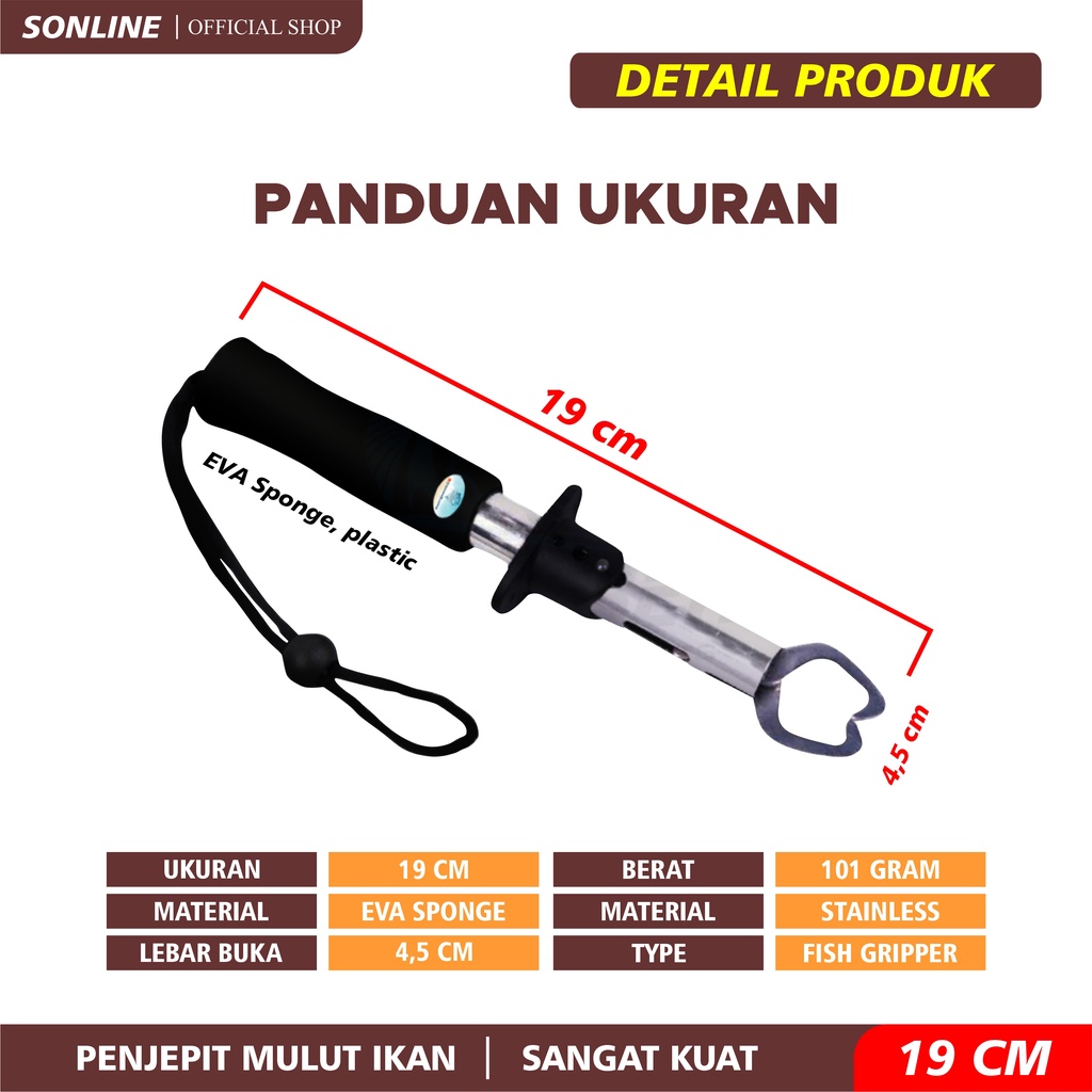 SONLINE Alat Penjepit Mulut ikan Fishing Gripper Stainless Steel Pancing (Bisa Cod)