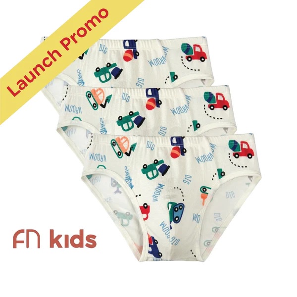 Flykids Celana Dalam Anak Laki Print Mobil CD Anak Cowok Briefs 3 PCS FKC 3389