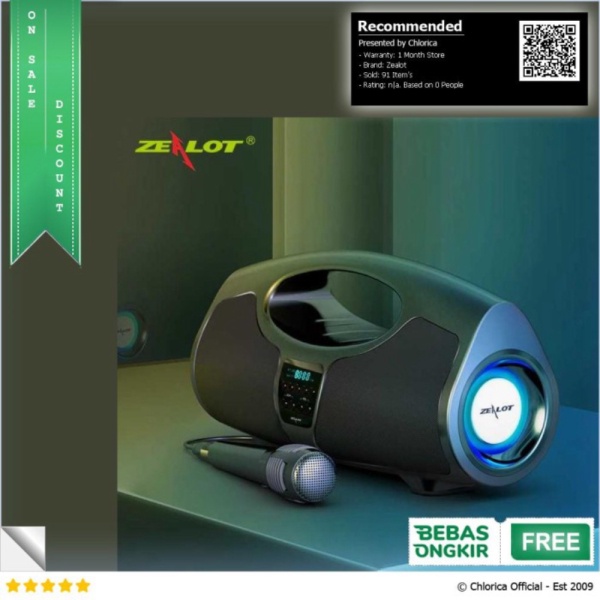 Jual Zealot Portable Bluetooth Speaker Powerful Boombox 40W - P1 - Hitam Zealot Limited