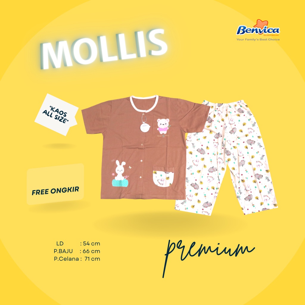 BAJU TIDUR SETELAN KAOS BAJU RUMAHAN DEWASA 3/4 MOLLIS AL BANYAK MOTIF