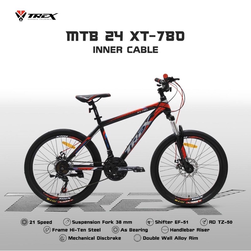[EKA JAAYA SEPEDA] Sepeda Gunung MTB 24 TREX XT 780 21 Speed New Design 2022