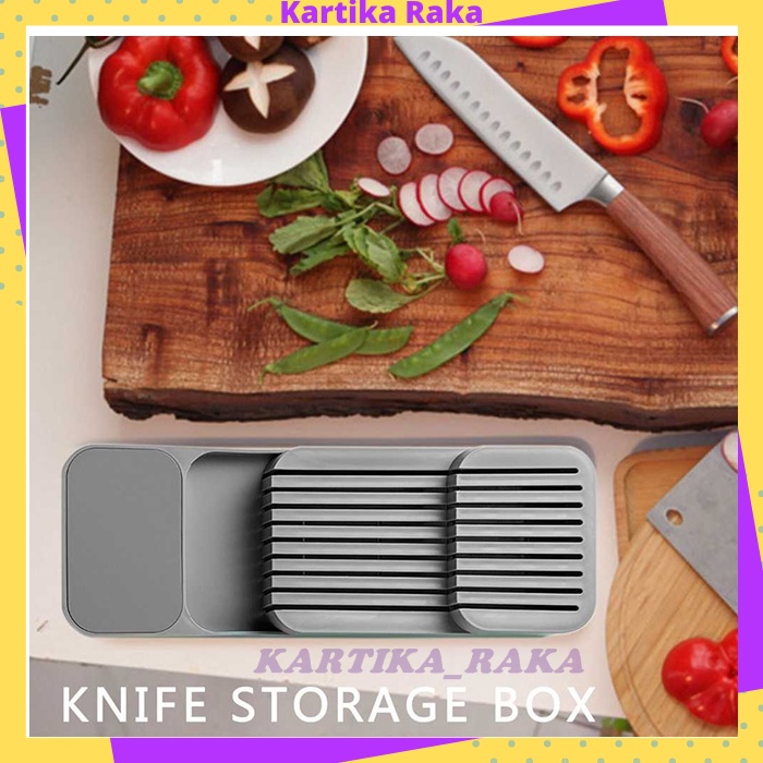KR Tempat Pisau Sendok Garpu Dapur Rak Organizer Cutlery Set Knife Storage Box Plastik Food Grade