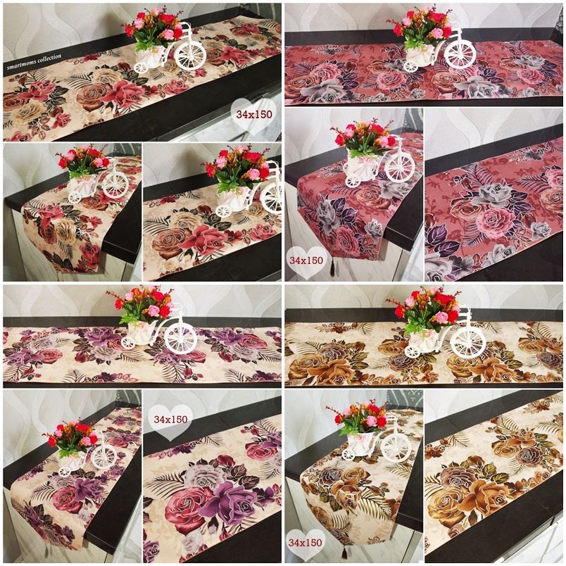 TAPLAK MEJA TAMU SHABBY CHIC /TAPLAK MEJA PERSEGI PANJANG MINIMALIS MODERN/ RUNNER MEWAH ROSALINDA