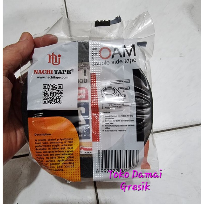 Isolasi spons nachi double tape hijau 24mm. isolasi bolak balik busa 1&quot;