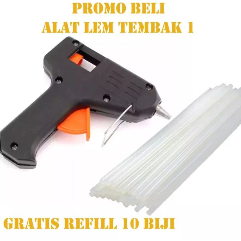Paket Alat Lem Tembak + 10 Refill Lem tembak
