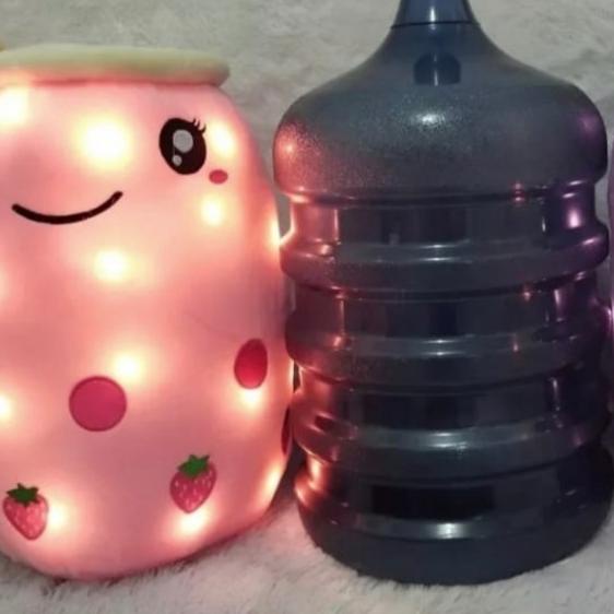 Boneka boba JUMBO milk tea brown sugar ukuran jumbo bahan yelvo SNI - PiNk LED