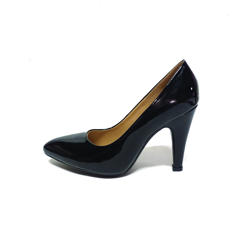 Workswell Sepatu Kerja Wanita High Heels 9cm Kode Duta 3 Hitam Glosi