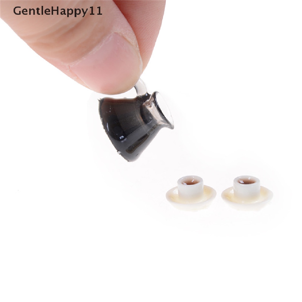 Gentlehappy 3Pcs Coffee Pot Cangkir Dan Saucer Set Rumah Boneka Miniatur Home Decor id
