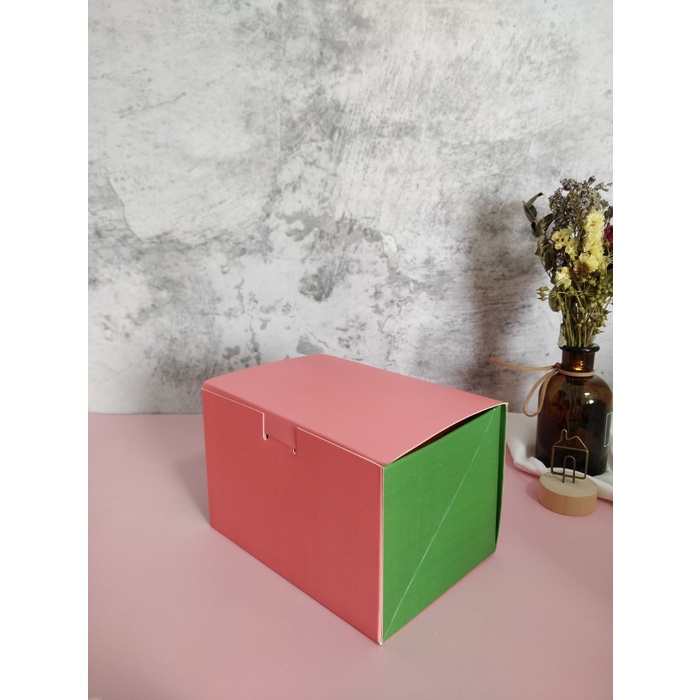 

Produk Unggulan] Box Kotak Dus Snack Natal Kue Slice Pink Hijau -1pcs